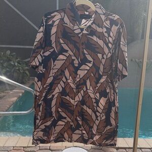 Leaf Pattern Cotton Short Sleeve Shirt